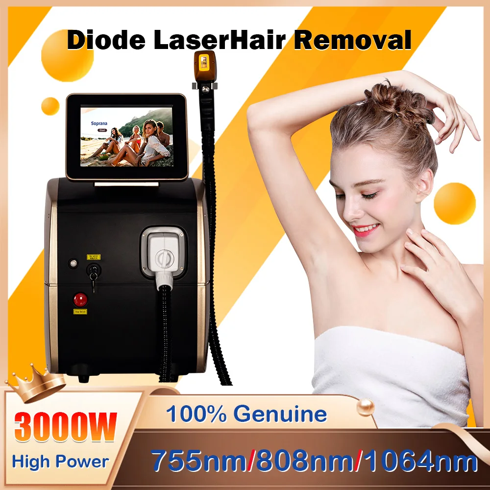 

Permanent Depilation 808nm Diode Laser Hair Removal Machine Ice Platinum Titanium 3 wavelength Professional Epilator