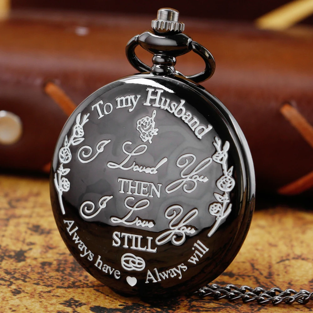 To My Husband Exquisite Quartz Pocket Watch Men Souvenir Gifts with 80cm Neck Chain Watch reloj hombre