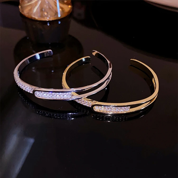 Fashionable Stainless Steel Bracelet For Women Round Shiny Zircon Elegant Bracelet Women's Accessories Popular Jewelry