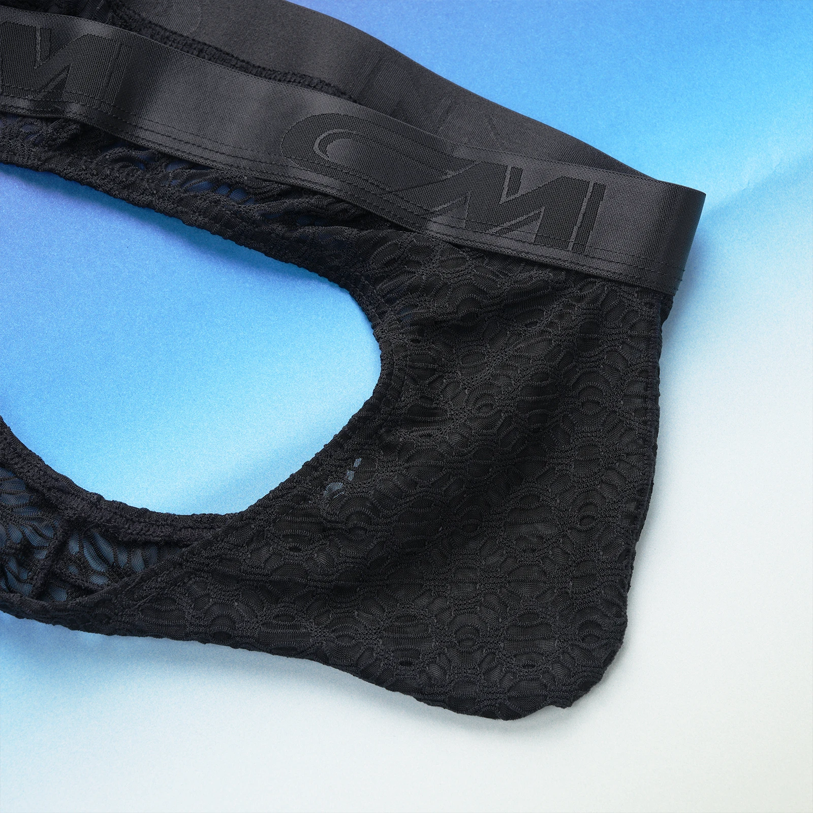Spitzenunterwäsche für Herren, Netzstoff, Spitze, brasilianische Slips, niedrige Taille, mit verstärktem Bereich, sexy, durchsichtige Unterhosen, transparente Herrenunterwäsche. – Detail 8