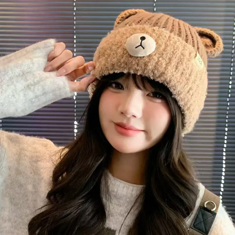Fashion Winter Warm Knitted Cap Soft Thick Slouchy Bonnet Y2K Cute Winter Hat for Women
