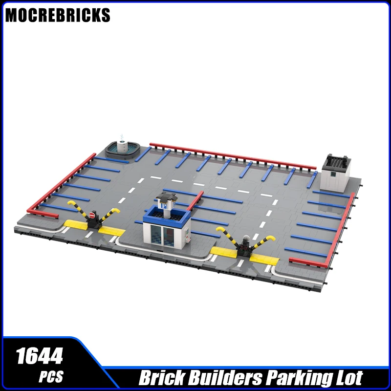 MOC-91614 City Street View Road Parking Lot Building Modularization Scene Building Block  Assembly Model Brick Toy Gift