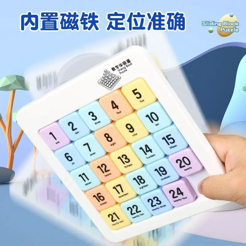 Bloco deslizante magnético quebra-cabeça número huarong estrada matemática quebra-cabeça crianças brinquedos educativos interativos diversão jogos de tabuleiro crianças presente