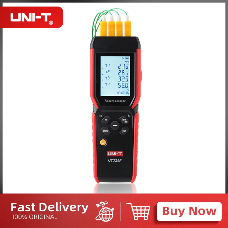 UNI-T UT325F  4 Channel Digital Thermometer J/T/E/R/S/N/K Type Thermocouple Temperature Meter High Precision Bluetooth