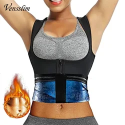 Vensslim Sauna Sweat Vest Workout Waist Trainer Women Compression Body Shaper Workout Slimming Zipper Belly Trimmer Fat Burner