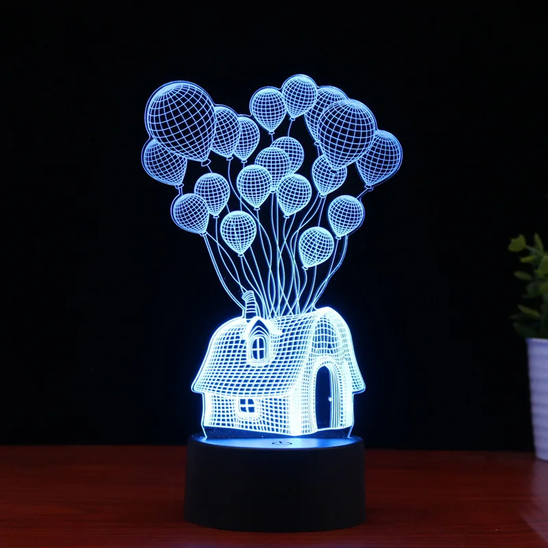 3d Balloon House Led Night Light Touch Remote Control Seven-color Atmosphere Bedroom Night Light Gifts for Boys Girls Children