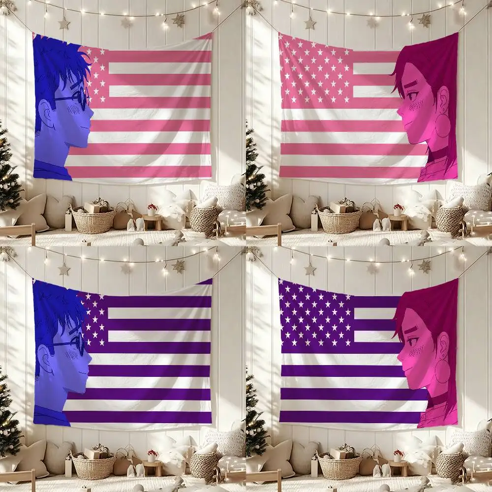 D-DANDADAN Couple pattern Flags Wall Hanging Background Art Banner for Bedroom Home Outdoor Decor