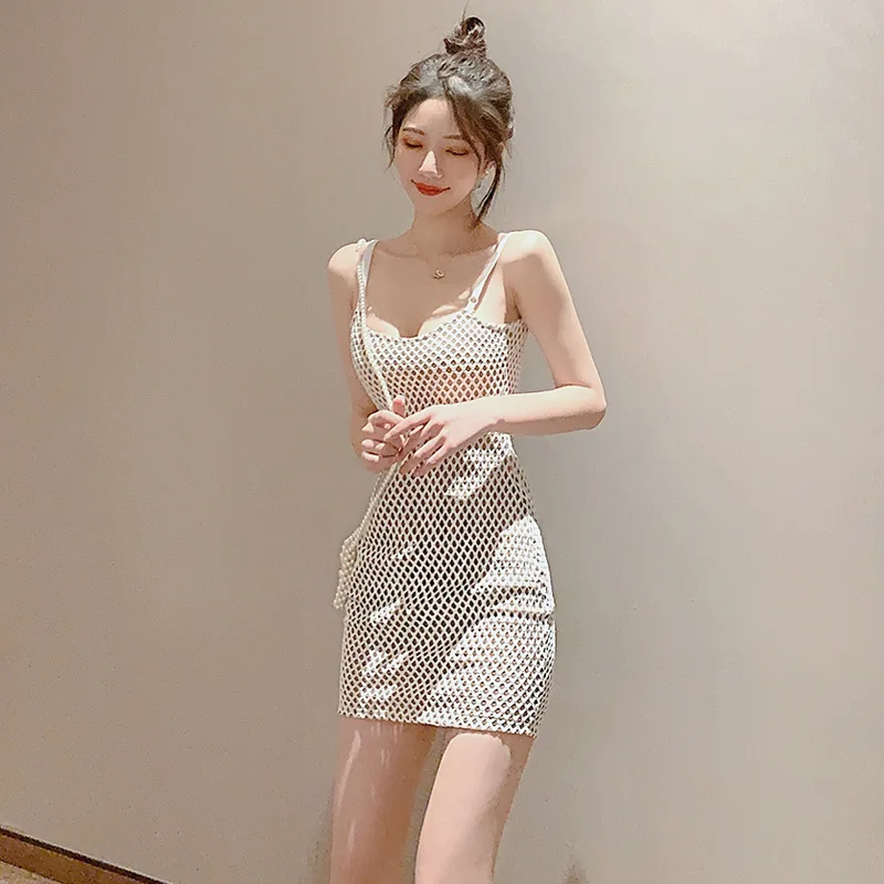 Sexy Hollow out Me Trim Fit Strapl Bodycon Dr Low Waist Polyester ort Skirt No Sve Summer 2023  Color