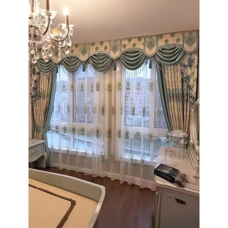 French Retro America European Luxury Curtains for Living Room Bedroom New Style Villa Atmosphere Valance Custom Drapes