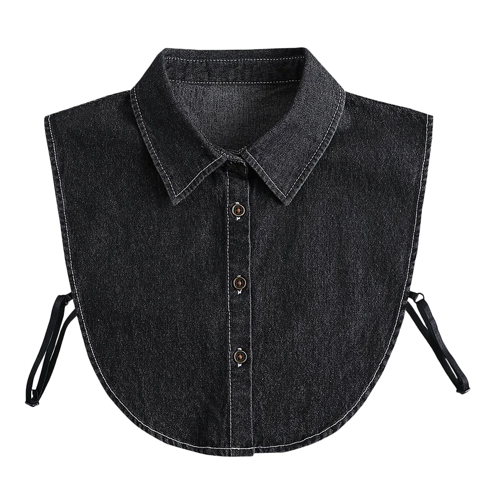 Clothing Denim Fake Collar Woman Lace Blouses for Women Falsos Washed Leisure Shirt