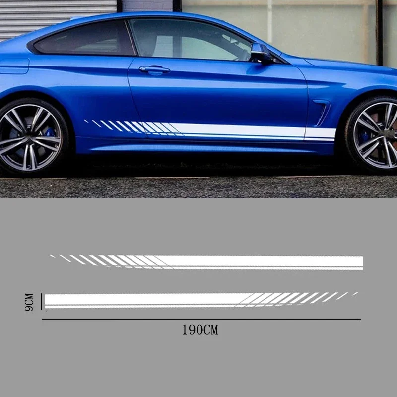 2PCS Universal Car Body Stickers 190x9cm Side Stripe Racing Stickers For Audi Ford Toyota Honda Mercedes-Benz BMW Auto Exterior