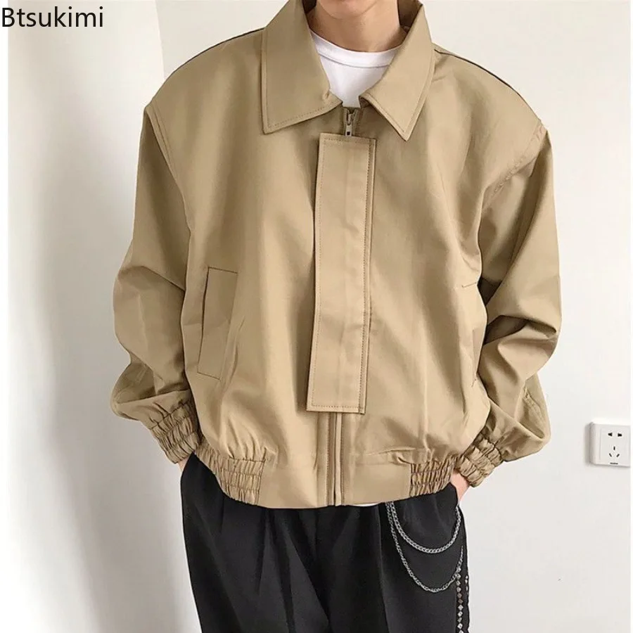 New 2025 Men's High Street Casual Coats Spring Autumn Luxury Sense Senior Vintage Shoulder-Padded Short Bomber Jackets for Men