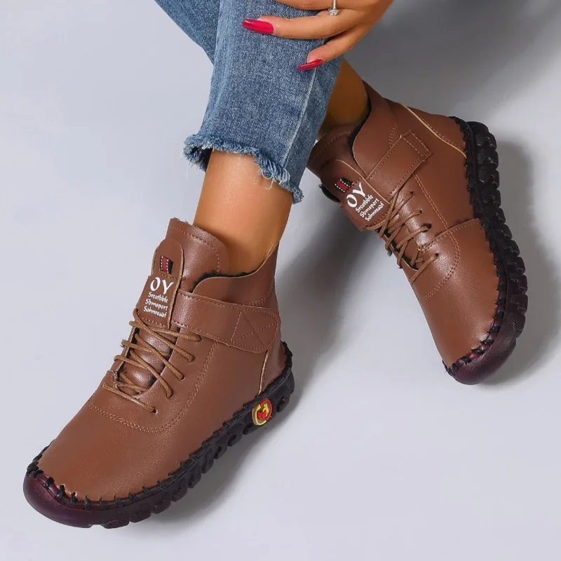 Sneakers Dameslaarzen Winter Enkel Platform Laarzen Handdraad Moeder Katoenen Damesschoenen 2024 Waterdichte Korte Snowlaars Botas Mujer