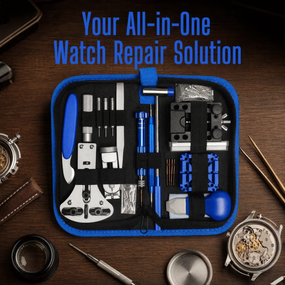 185 Pieces Carrying Case Watch Repair Kit Instruction Manual Multi-Function Watch Link Removal Tool Watch Back Case Opener