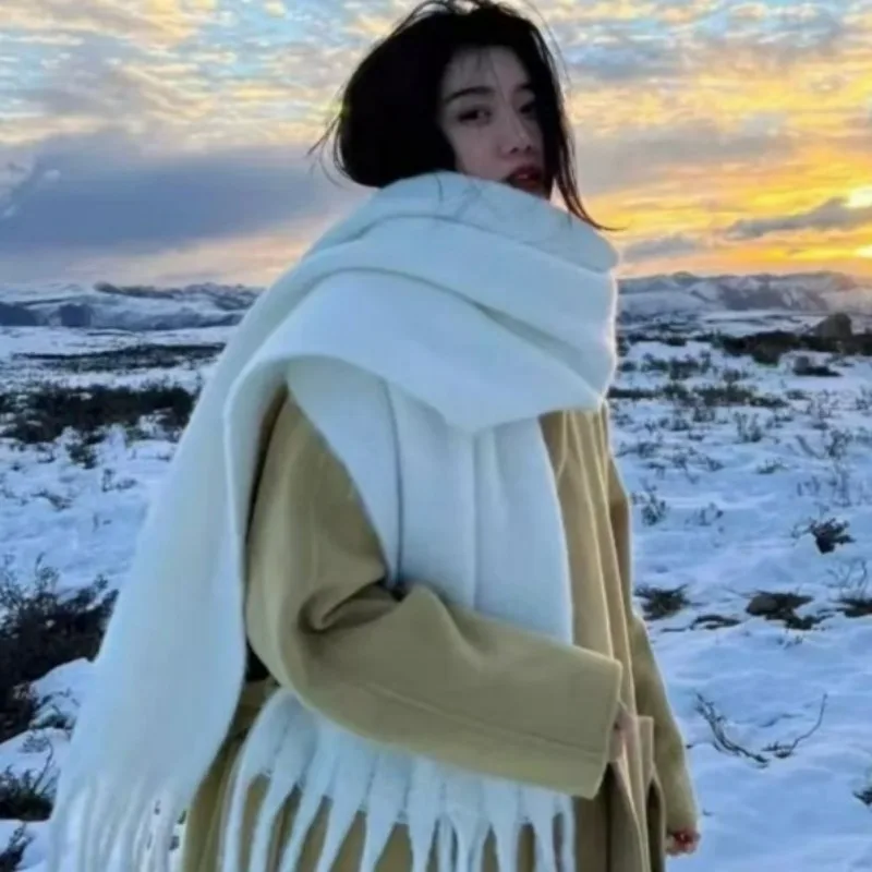 الشتاء الدافئة وشاح المرأة الفاخرة الخريف الكشمير وشاح سميكة بلون الكلاسيكية شرابات رقيق يلتف بلون شال ناعم