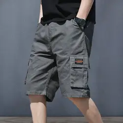 Men Cargo Shorts Men's Loose Fit Cargo Shorts with Multiple Pockets Elastic Waistband Breathable Fabric Casual for Summer