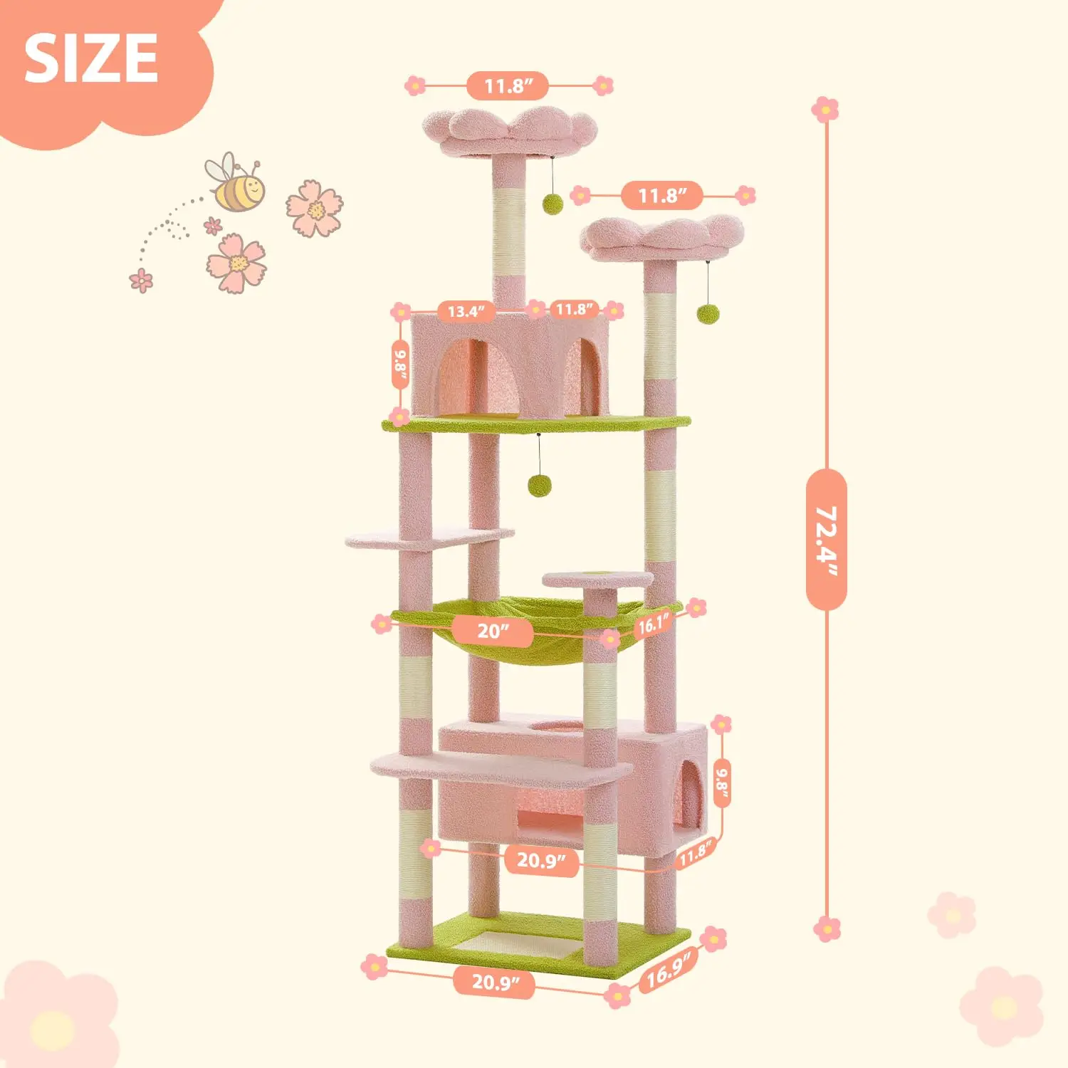 XIANGLONG Solid Wood Cute Pet Furniture Large Climbing Frame Scratching Board Jumping Platform Cat Tower Toys Cat Tree