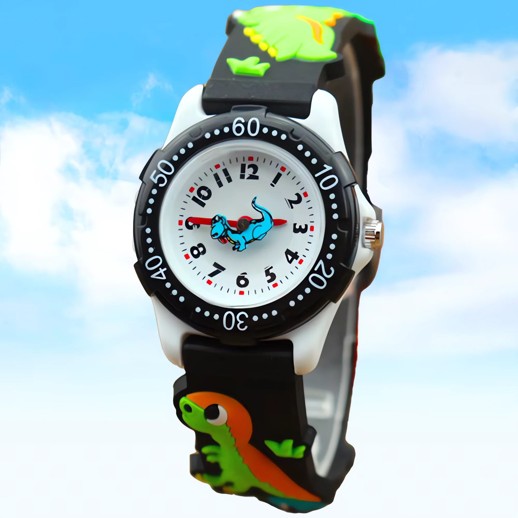 3D Dinosaur Cartoon Quartz Watch Children's Rubber Strap Silicone Wristwatch Cute Brand Watch for Boys And Girls