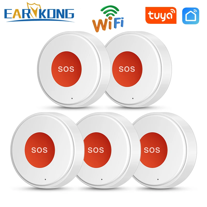 Tuya Smart WIFI SOS Emergency Button, Panic Alarm with APP Alerts, Rechargeable Battery, ONE-Key Help for Elderly Kids Disabled