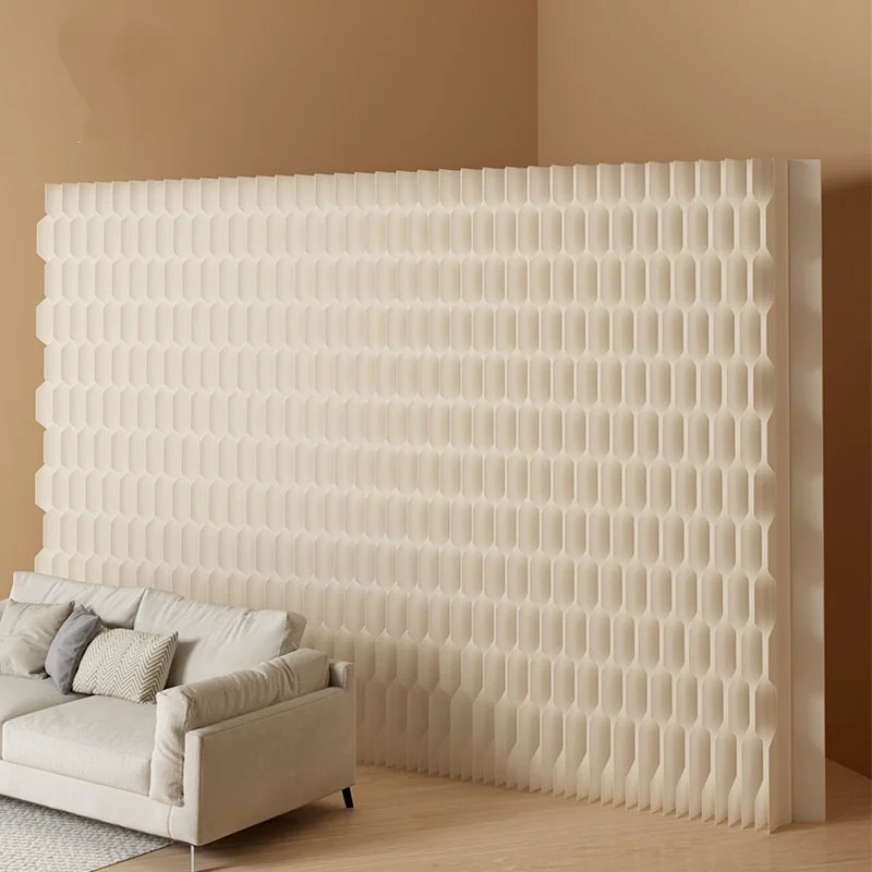 H801 Soft Screen Partition For Living Room Entryway Sliding Fence Office Fish Scale Paper Wall For Exhibition Home Furnishing