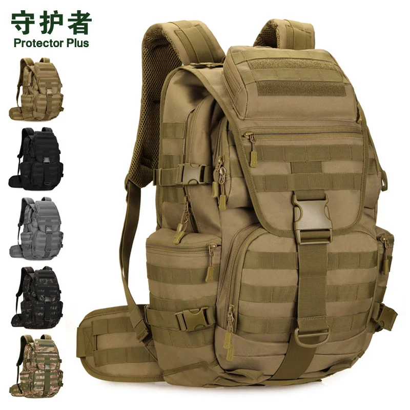 Protector Plus 50L Military Camouflage Molle Tactical Backpack Outdoor Multifunctional Waterproof Hiking and Camping Hunting Bag