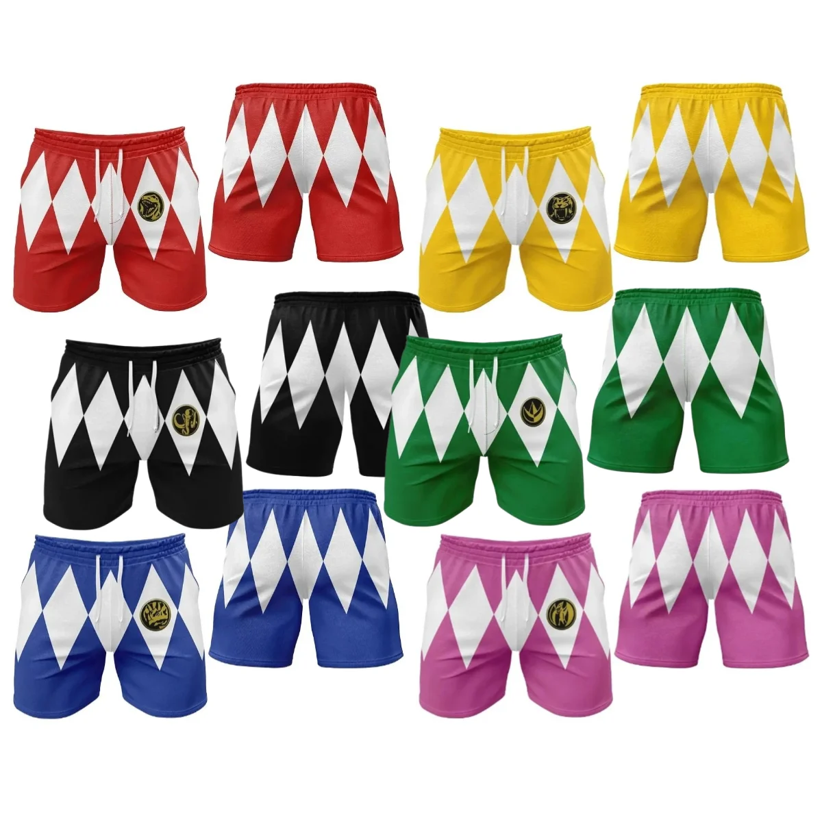 Power Rangers Original Costume, Adult and Children's 3D Printed Shorts, Cosplay Casual Sports Loose Pants.