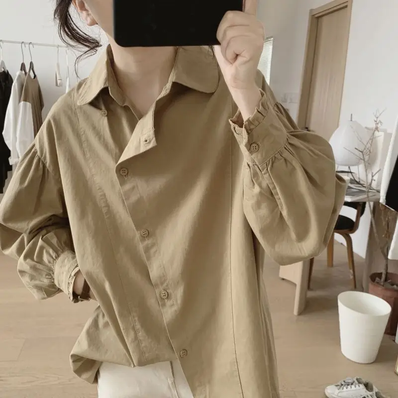 

Long Sleeve Shirts Womens Cotton Polka Dot Slim Fit Business Minimalist Feminine Comfortable Romantic Elegant Youthful Daily