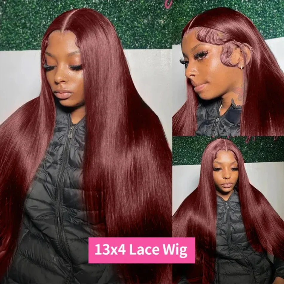 HD Reddish Brown Colored Straight Lace Front Wigs Human Hair Pre Plucked 13x4 Lace Frontal Wig Red Brown Bleached Human Hair Wig