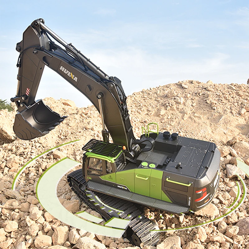 HUINA 1593 1/14 RC Excavator Toy 28CH 2.4G Remote Control Construction Vehicle with Light Sound Gift for Kids TH18066