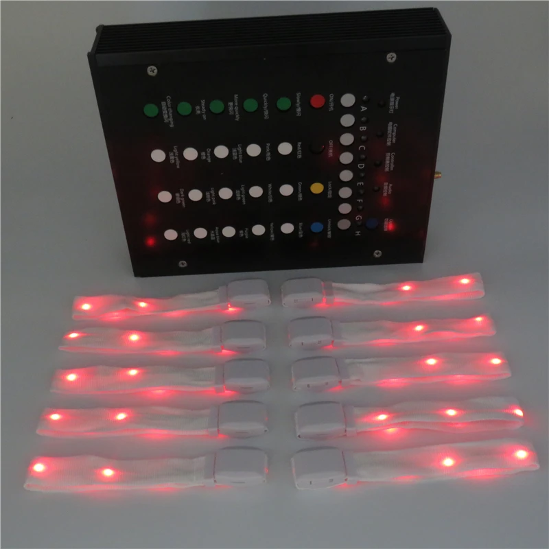 Imagem -04 - Led Flash Pulseira com Controle Remoto Rgb Pulseira de Nylon 33 Chaves Rádio 600m Festa e Evento 100 Peças Lote Dmx512