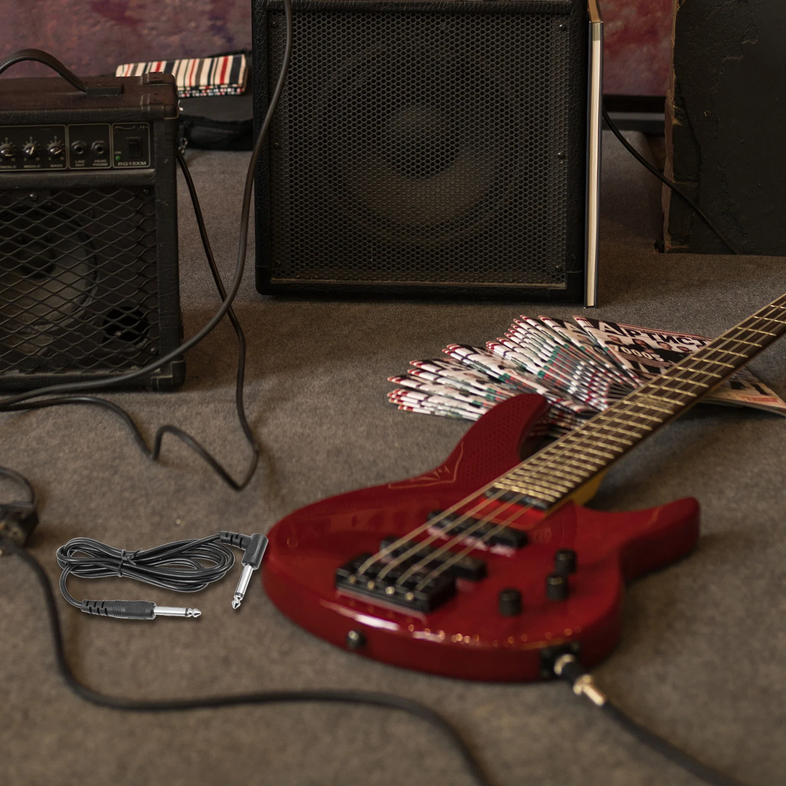 

3Pcs Electric Guitar Audio Cable 6.35mm Reliable Connector Professional Grade Sound Quality Audio Link for