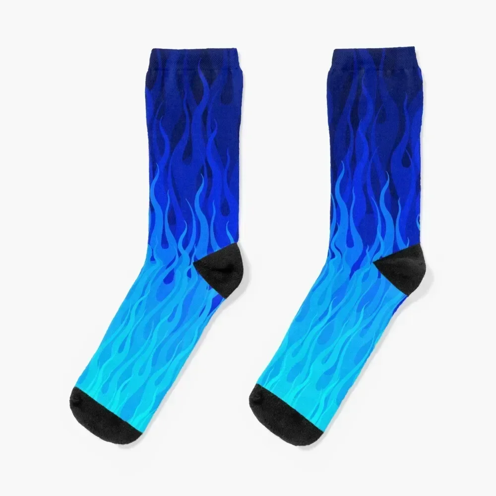 

Blue Cyan Burning Flames and Fire Socks winter thermal shoes Heating sock Socks Women Men's