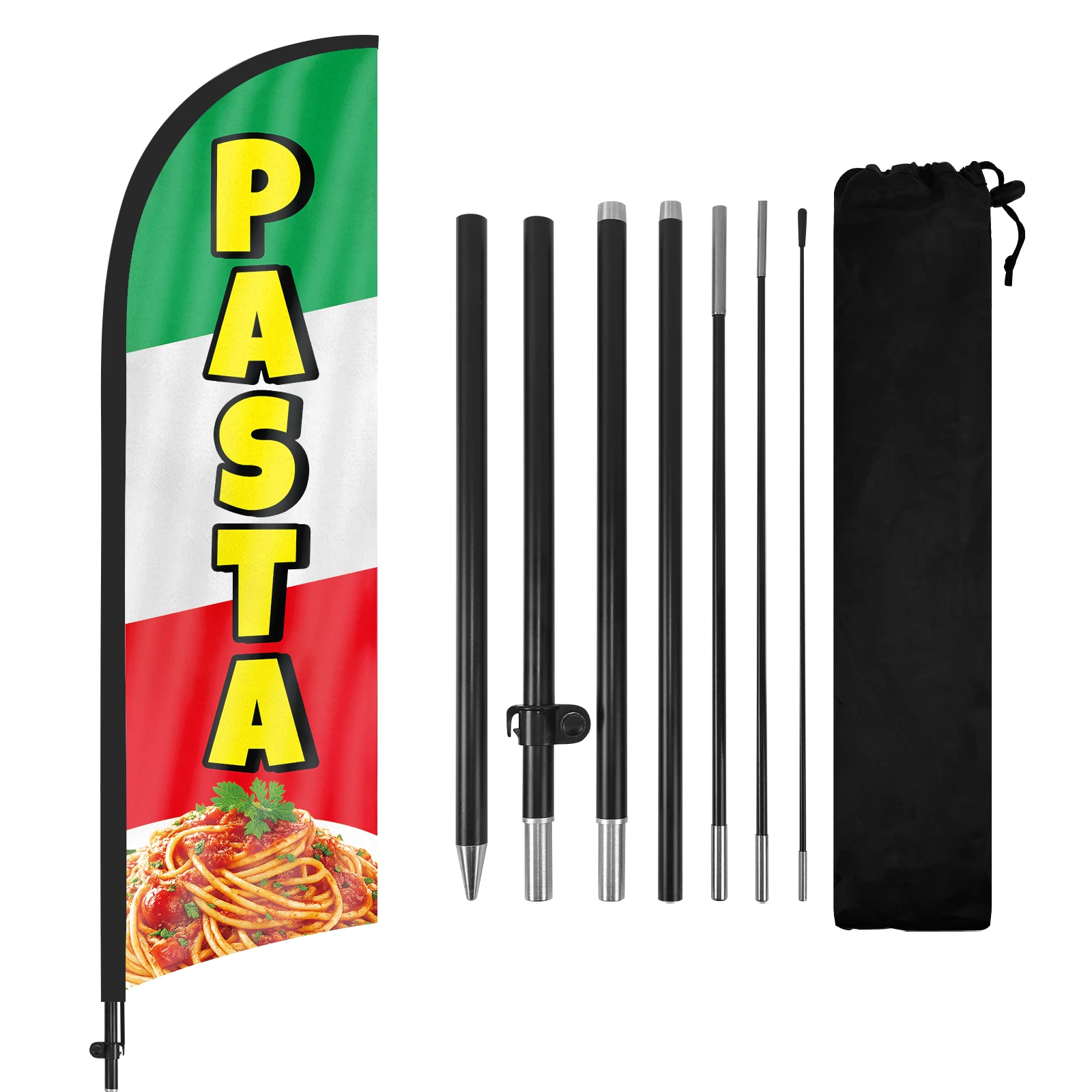 FSFLAG Pasta Feather Flag, Outdoor Advertising Banners with Pole Kit and Ground Stake, Visibility Boost for Business Events 8FT