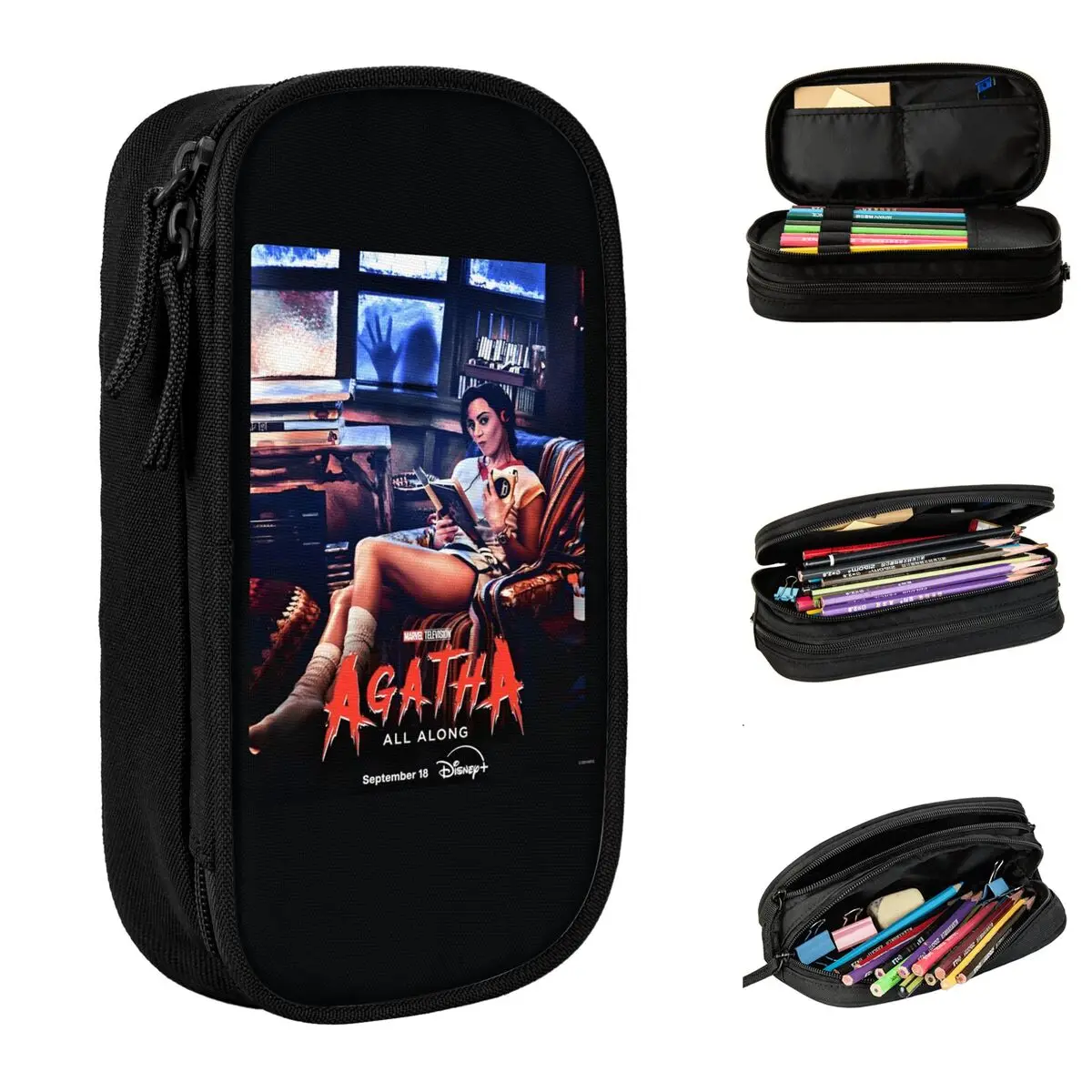 아가타 올 어롱 영화 필름 액션 필통 대학 필통 남자 여자 캔버스 멋진 학교 필통 그래픽 문구