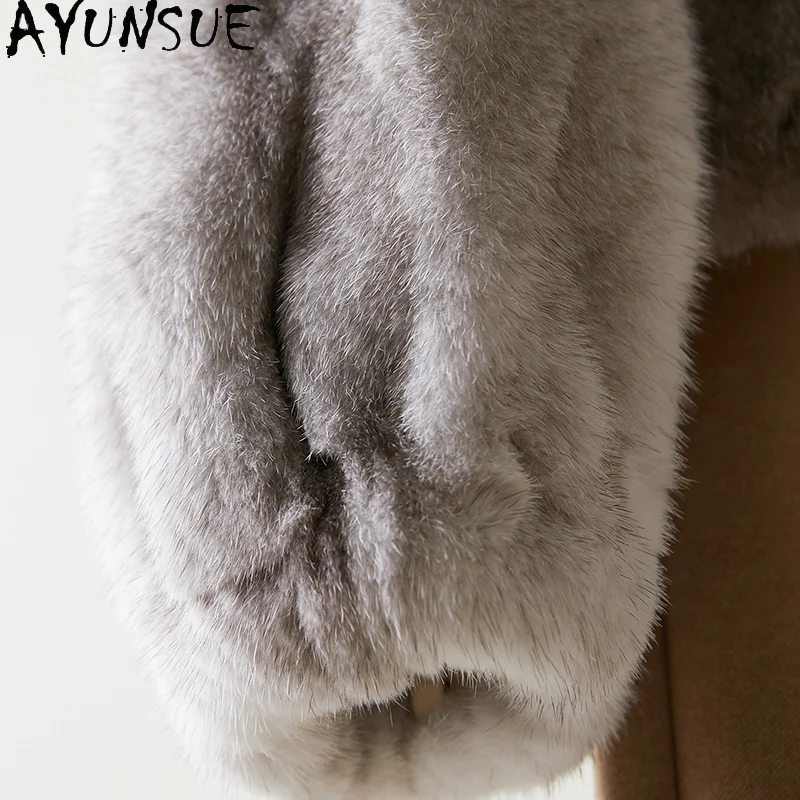 AYUNSUE Giacca invernale in pelliccia di visone naturale Donna Girocollo Giacche in vera pelliccia per abbigliamento donna Visone intero di alta qualità Шуба Ж Dön......