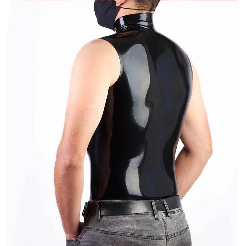 

Handmade Latex Men Sleeveless Shirt Man Sexy Tops Rubber Tank Vest Cosplay Costume