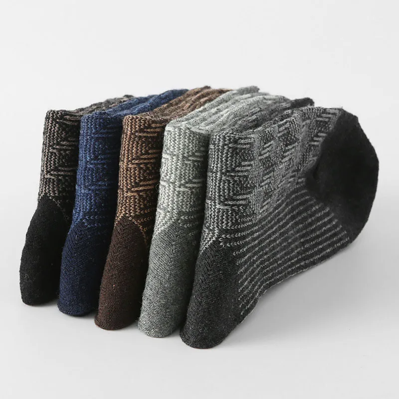 5 Paar Nieuwe Mannen Business Mid Tube Sokken Herfst Winter Retro Casual Verdikte Warme Comfortabele Ademende Slijtvaste Sokken