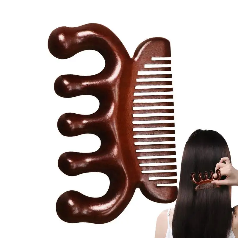 

Massage Comb Sandalwood Comb Head Massager Sandalwood Five Tooth Comb Body Massager Sandalwood Five Wide Tooth Comb