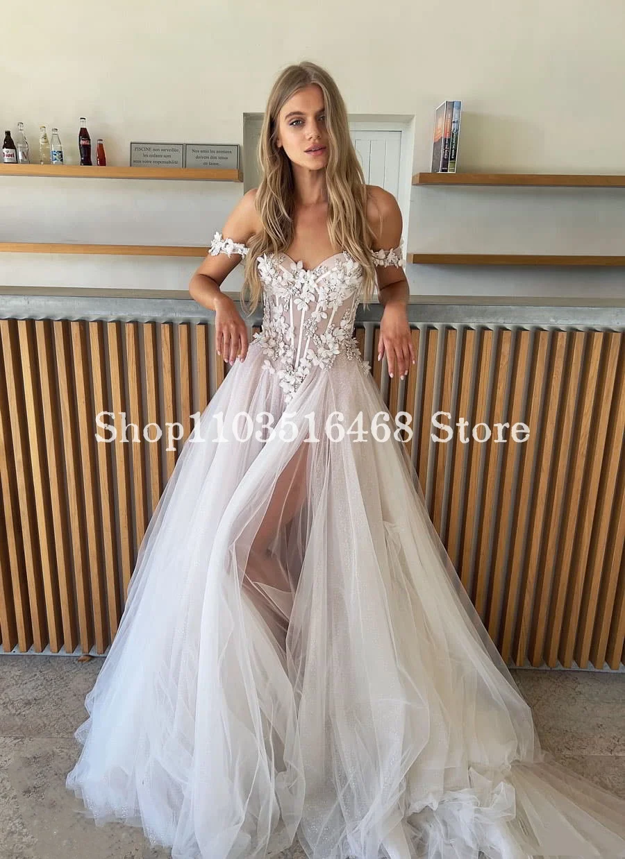 White Bohemian Wedding Dress 2024 Elegant Halter Applique A-line Embroidered Veil Bridal Gowns Vestidos De Noche