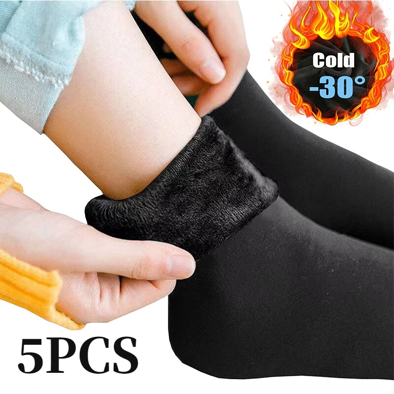 5PCS Men Women Socks Winter Warm Snow Socks Thickened Socks Add Velvet Unisex Socks Lolita Dew Ankle Bare Fun Kawai Sox Boots