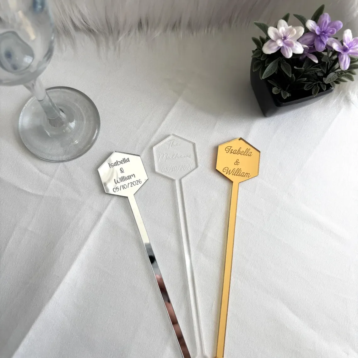 

hexagon LaserCustom Cocktail stirrers Personalised Drink Stirrers Wedding Decorations Baby Shower Swizzle Decoration Party Decor