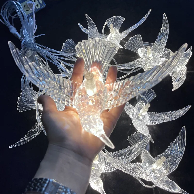 Bruiloft Props 10 Stuks Vogellicht Transparante Lichtgevende Kroonluchters Plastic Plafondverlichting Vakantie Licht Verjaardagsfeestje Decoratie