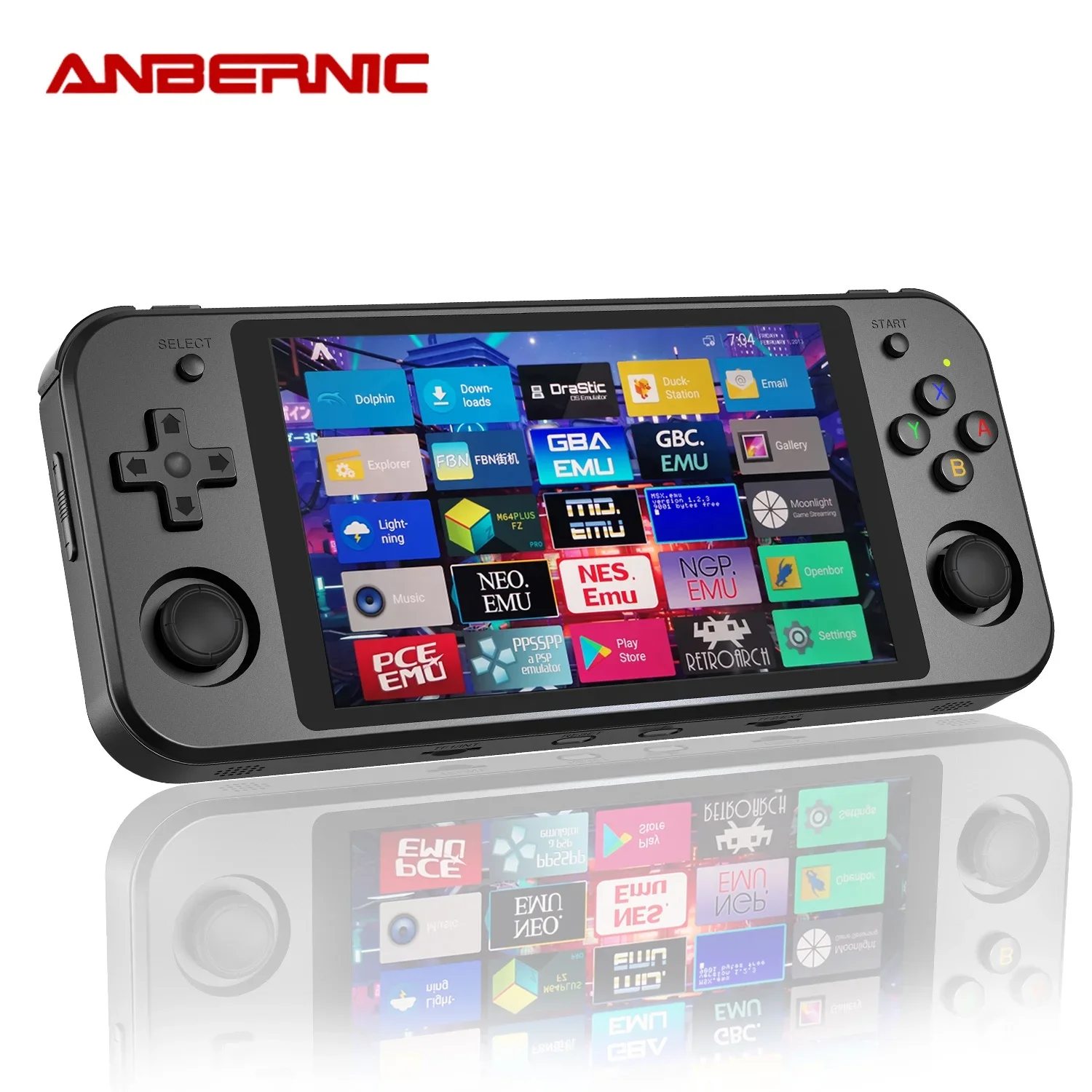 Anbernic großhandel rg552 retro handheld spiel spieler rk3399 linux android dual-boot 5 in hd touchscreen tragbare spiel konsole