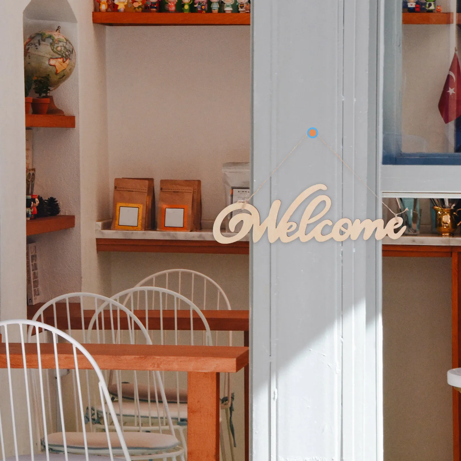 

6Pcs Wall Hanging Welcome Sign Wooden Door Plaque for Home Shop Restaurant Decor Wood Board Hanging Door Sign Welcome Wood Signs