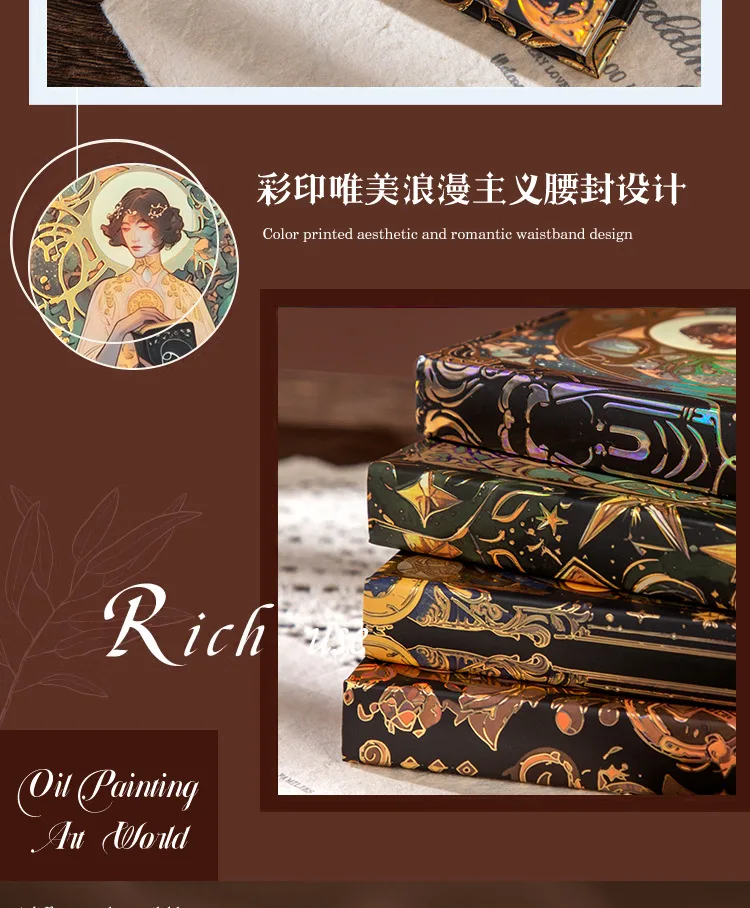 Renaissance-A5-Notizbuch, Ölgemälde-Hardcover-Illustrationen, vollfarbiges Handbuch, 128 Blatt/Buch, 100 g/m2, professionelles Handbuch – Detail 7