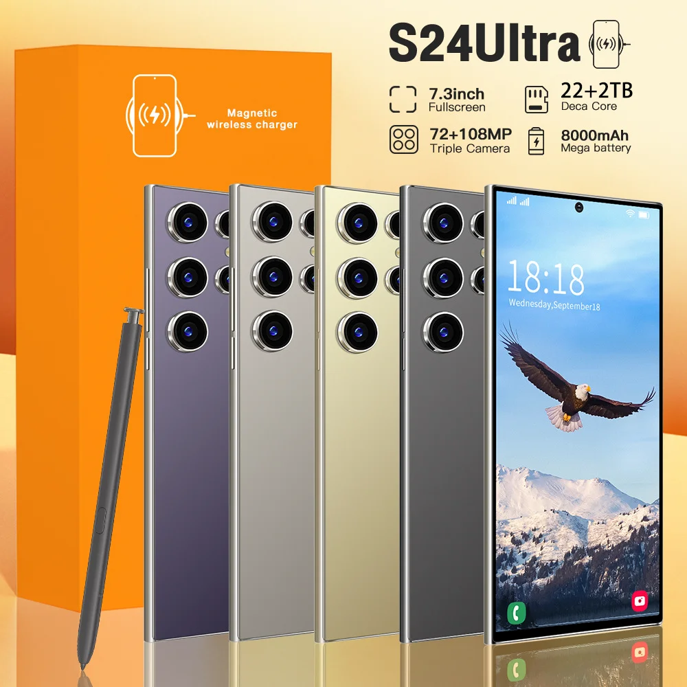 Original S24 Ultra Mobile Phones 7.3 HD Screen smartphone 5g 22GB+2TB 4G Dual Sim Celulares Android Unlocked 8000mAh Cell Phone