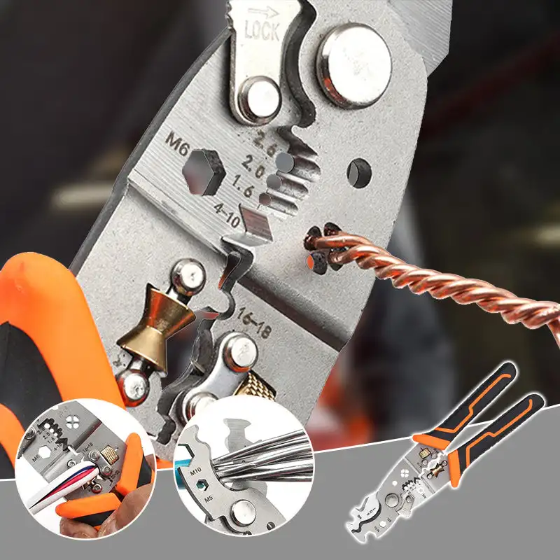 28 in 1 Multifunctional Wire Stripper Crimping Pliers Heavy Duty Stripping Pliers Cable Splitting Pulling Winding Cutting Peeler