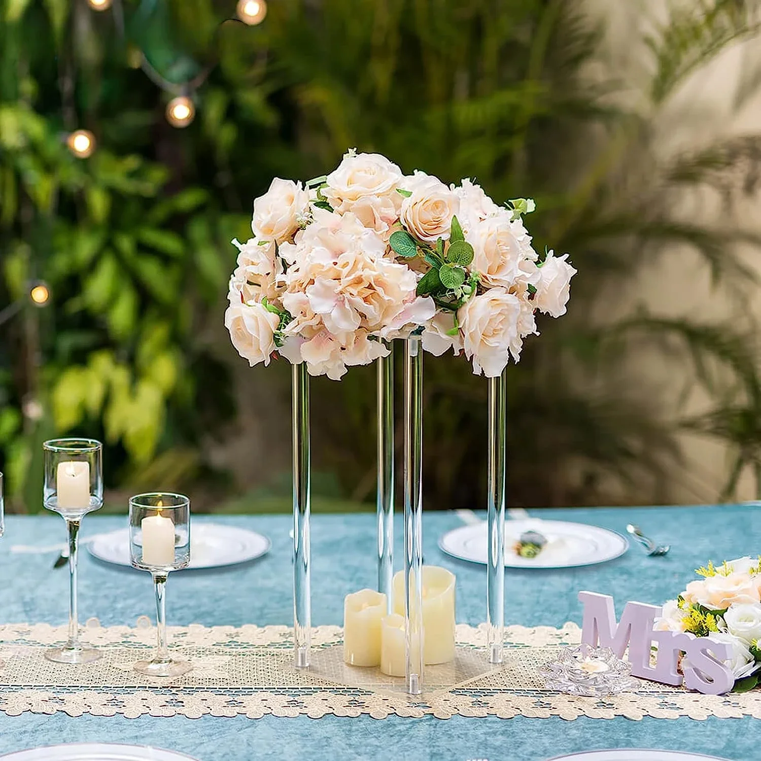 Square Clear Acrylic Flower Stand Display Stand Dessert Table Wedding Banquet Birthday Party Centerpieces for Tables Decoration