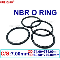 Guarnizione O-ring NBR CS7.00mm spessore OD74.00mm ~ 784.00mm resistenza alle alte temperature, resistenza agli acidi e agli alcali, personalizzabile