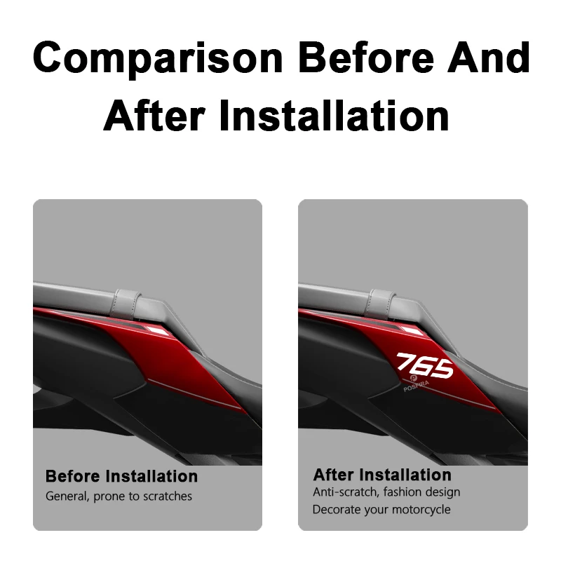 POSFIRA Motorcycle Rear Seat Sticker Vinyl Decals for Triumph Street Triple 765 R RS 765RS 765R 2026 2025 2024 2023 Accessories